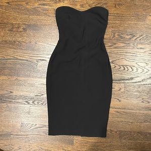 Black strapless sweetheart neck dress
